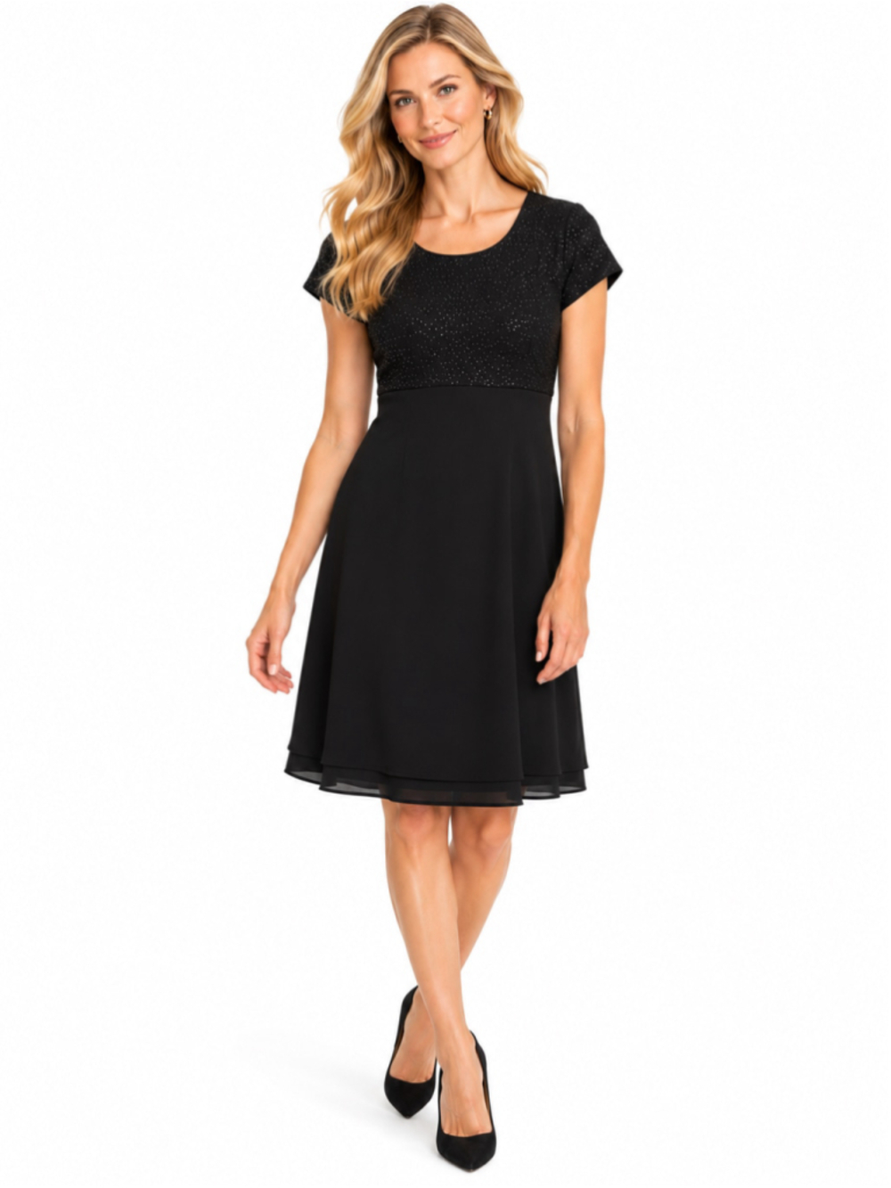 Jessica Howard Black Sequin Sparkle Mini Dress Size 8